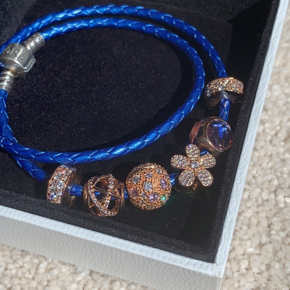 Pandora Blue Leather Bracelet with Charms - Picture 6 of 6